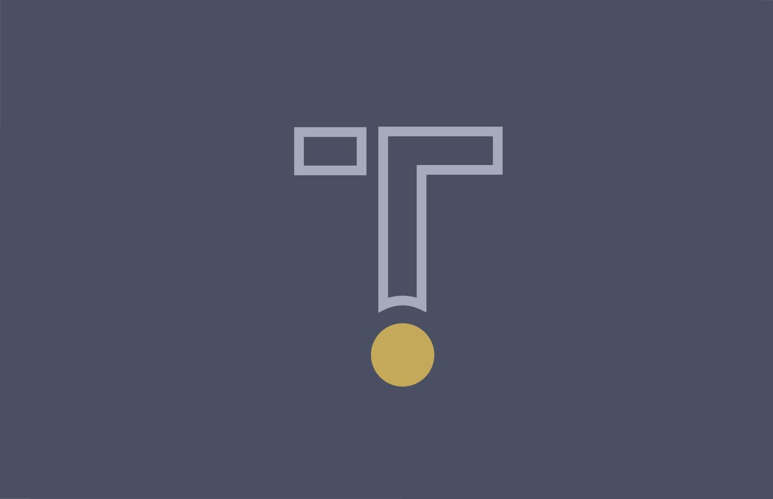 linje t alfabetet brev logotyp ikon design gul blå för företag och företag vektor