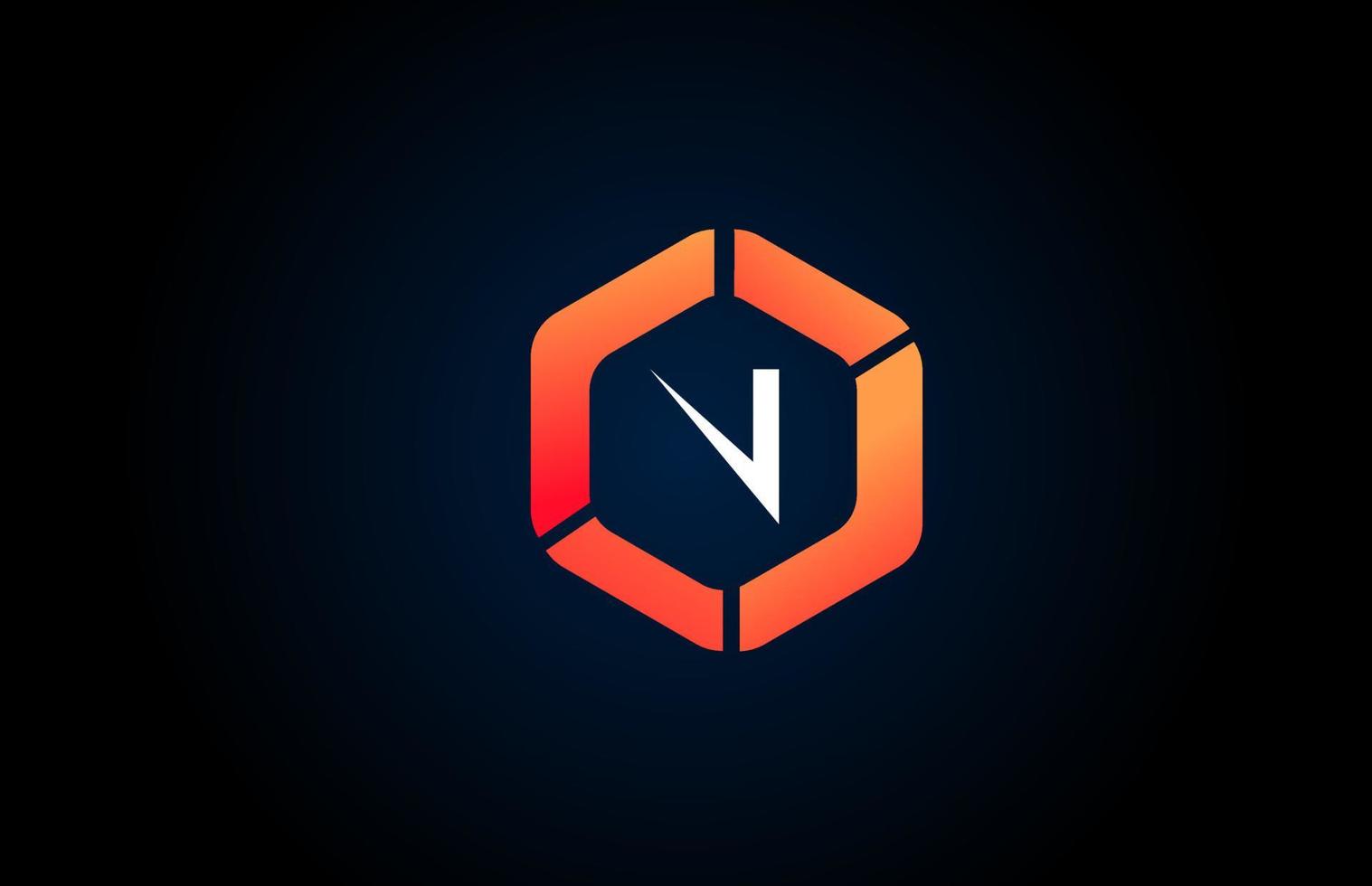 Orange weißes Polygon n Buchstaben Alphabet Logo Design Icon in Schwarz und Orange für Unternehmen und Unternehmen vektor