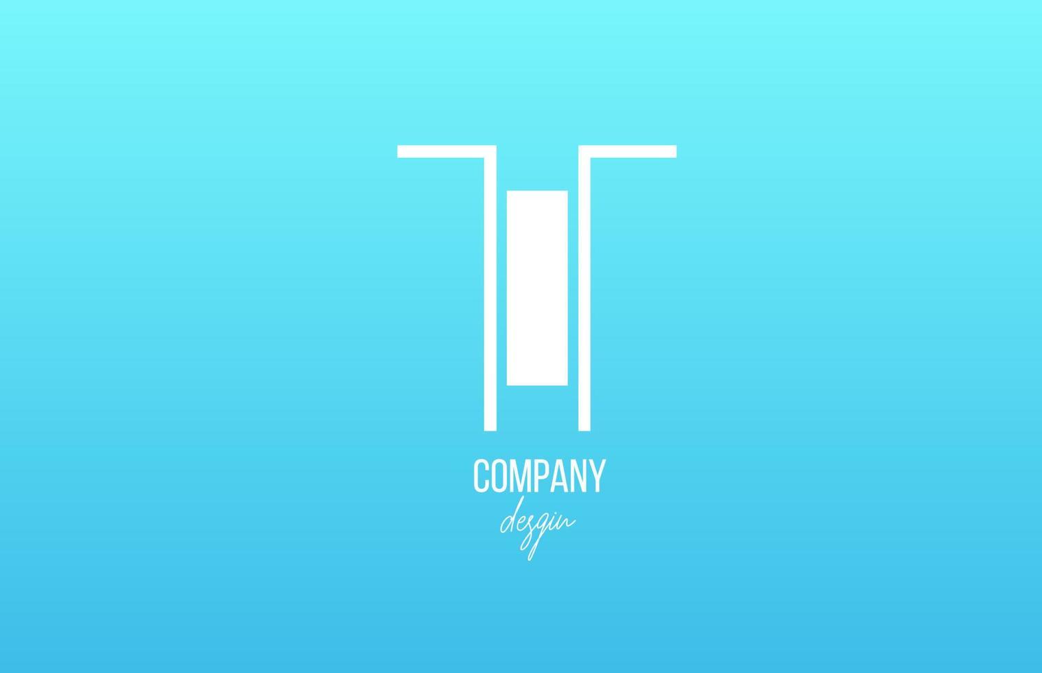 blå vit t alfabetet brev logotyp ikon med linje design för företag och företag vektor