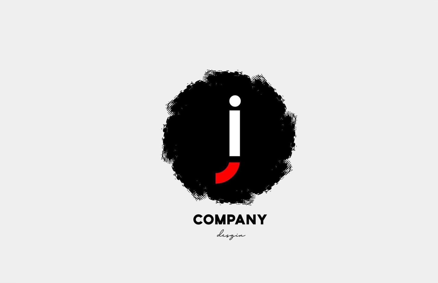 j röd vit svart bokstav alfabetet logotyp ikon med grunge design för företag och företag vektor