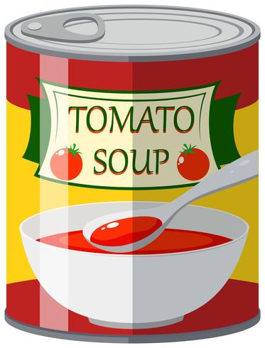 Tomatssoppa i aluminiumburk vektor