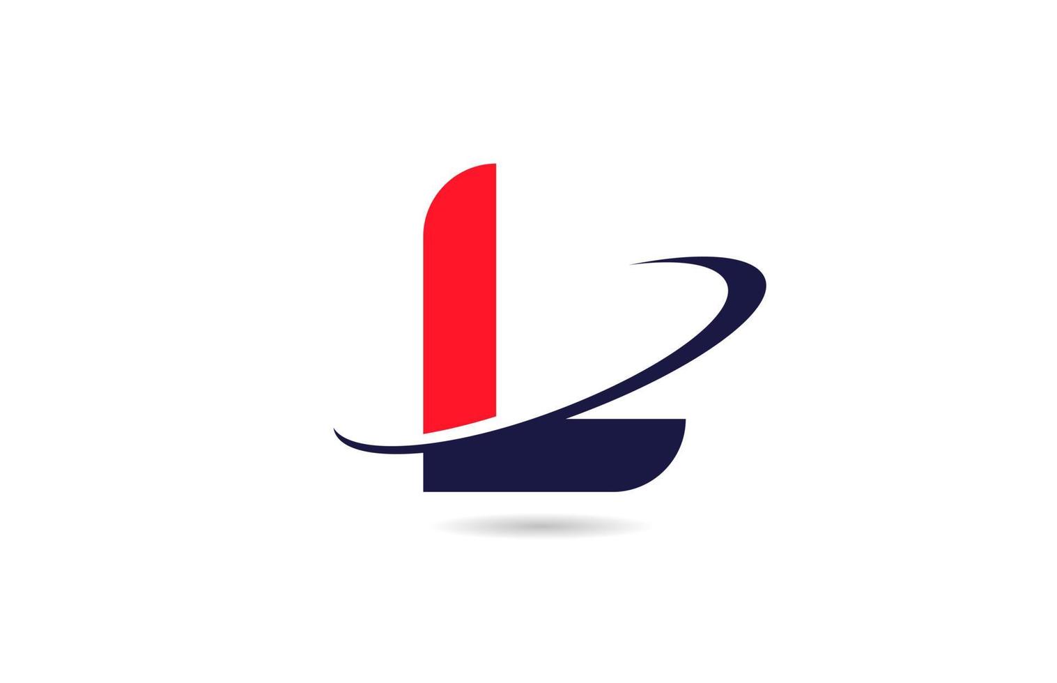 l alfabetet brev logotyp ikon design i röd blå färg med swoosh för företag och företag vektor