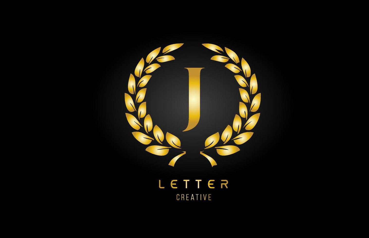 Gold goldenes j Alphabet Buchstaben Logo Symbol mit Blumenmuster für Unternehmen und Unternehmen vektor