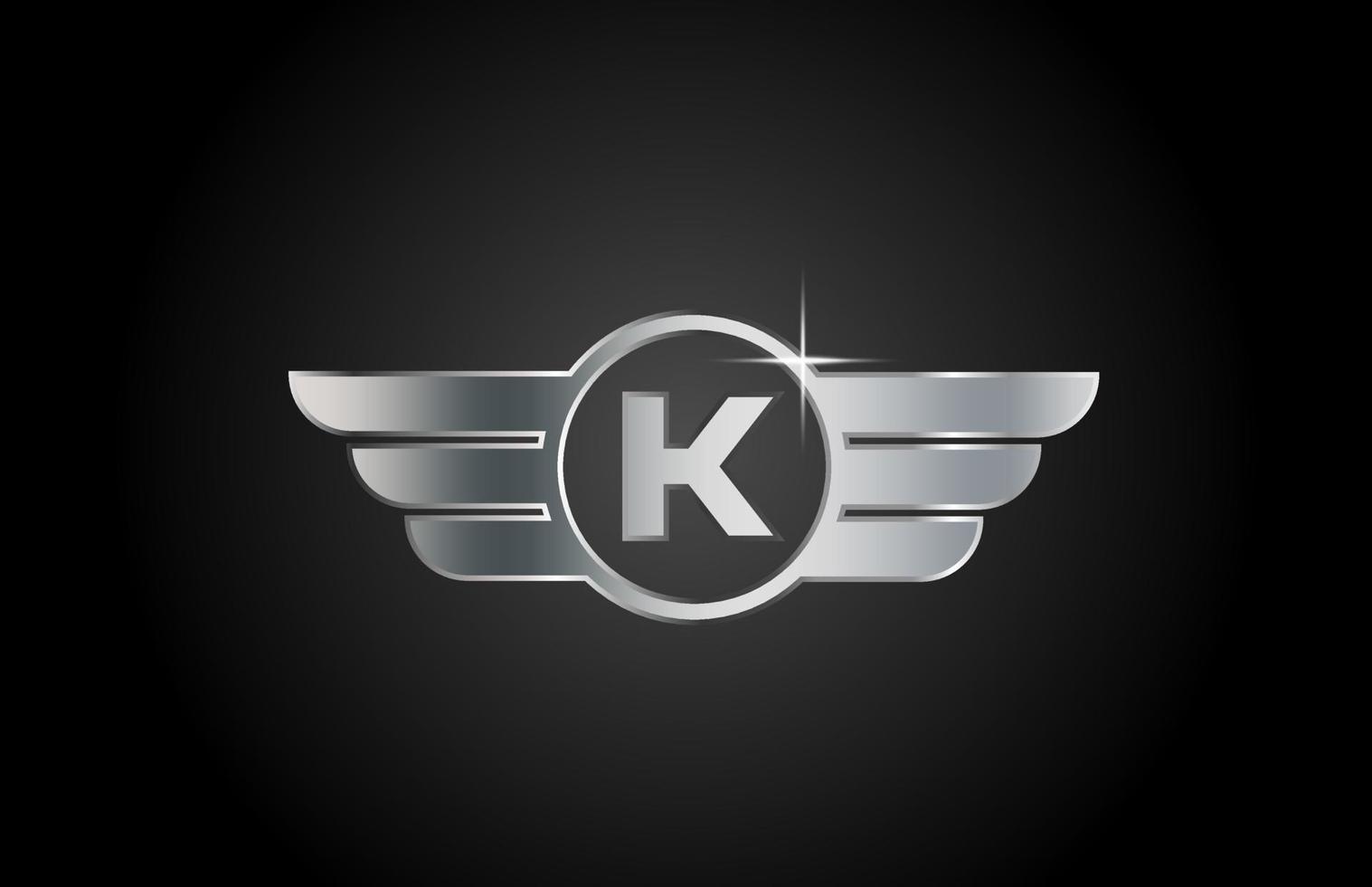 k Alphabet-Buchstaben-Logo-Symbol für Unternehmen und Unternehmen mit Flügeldesign vektor