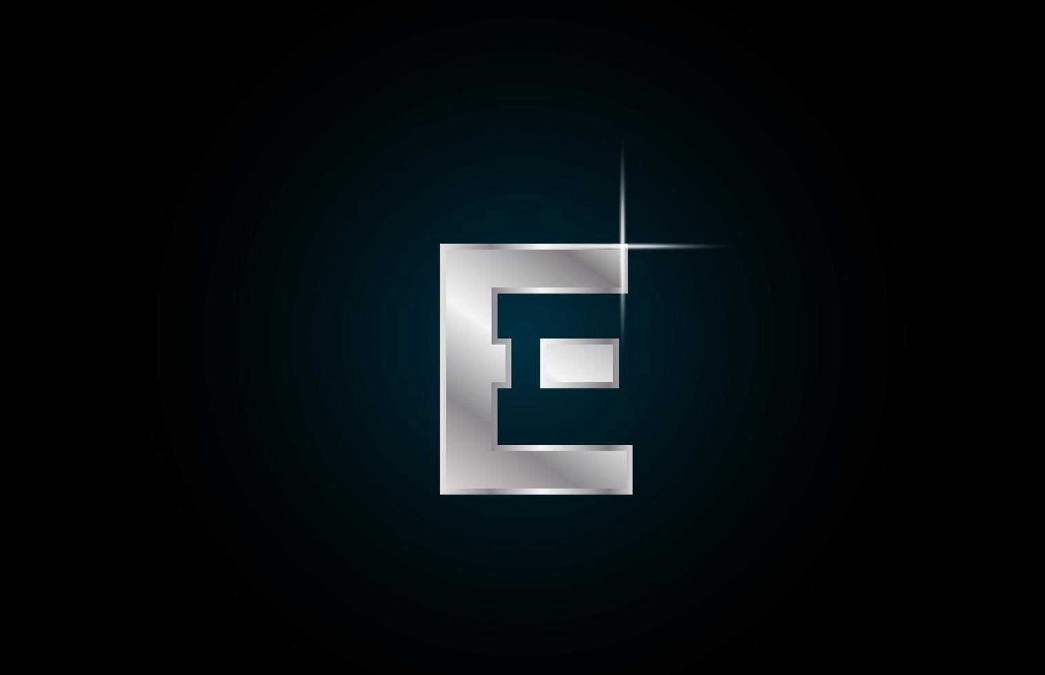 e silbernes Metall-Alphabet-Logo-Symbol für Unternehmen und Unternehmen mit Funkendesign vektor