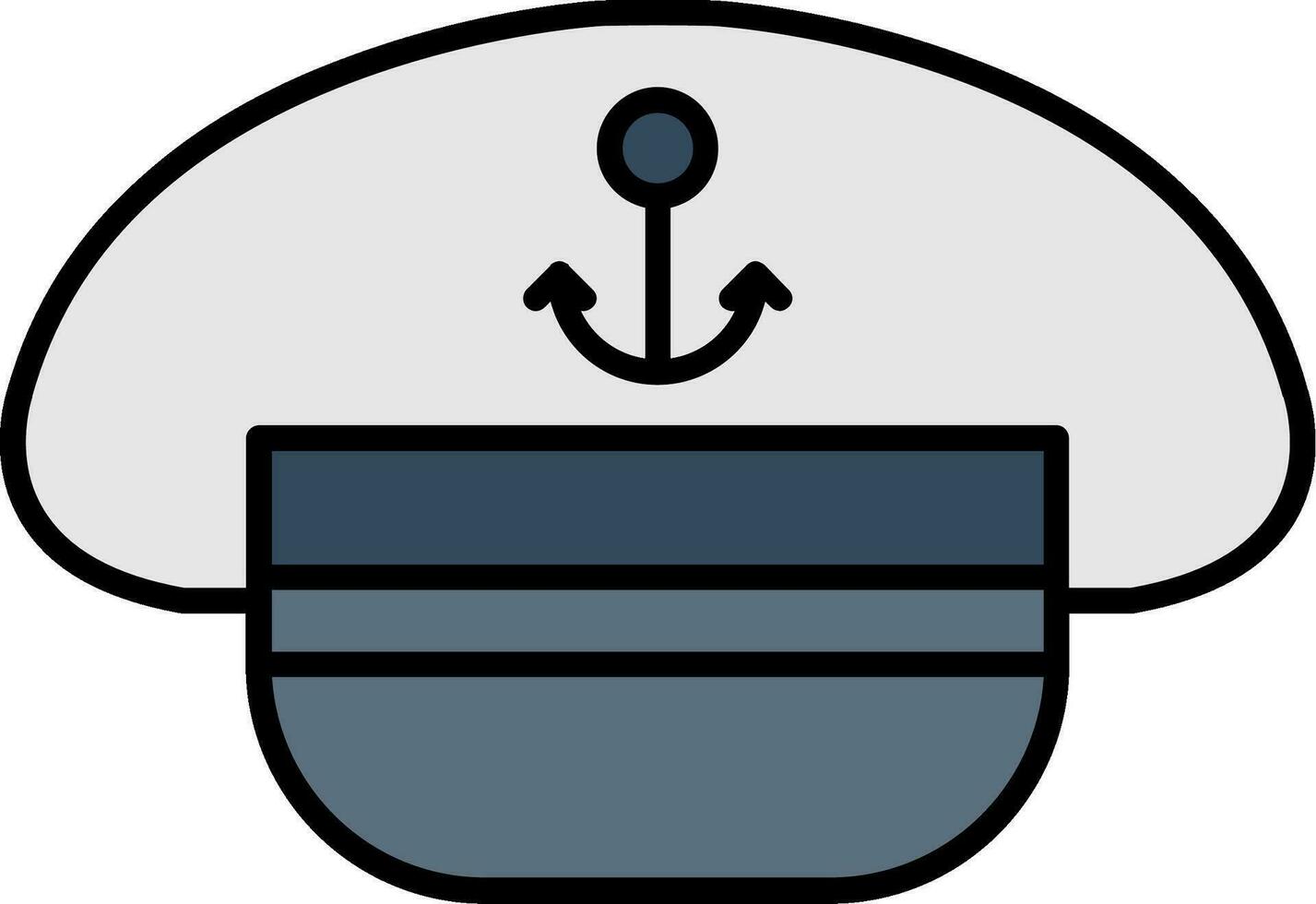 Kapitän Hut Linie gefüllt Symbol vektor