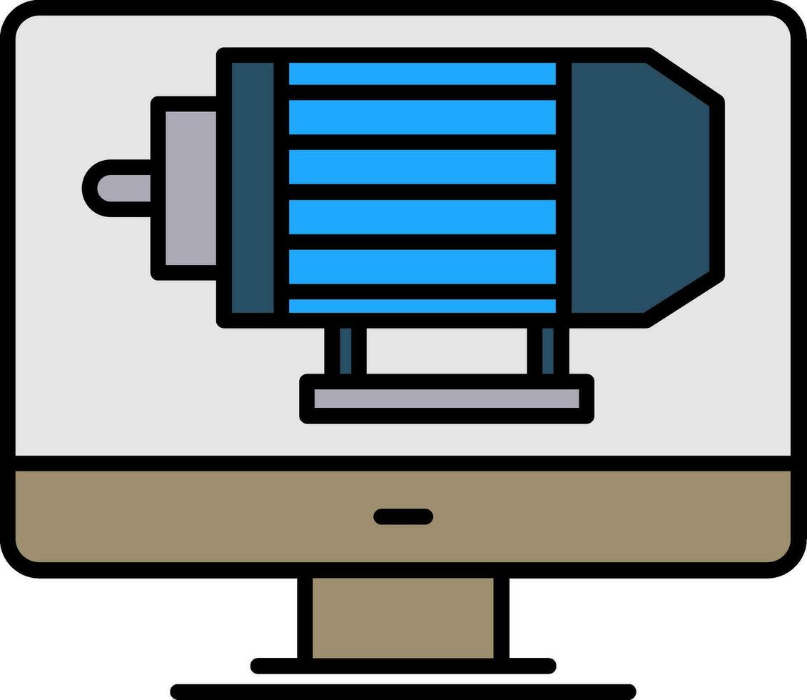 elektrisch Motor- Linie gefüllt Symbol vektor