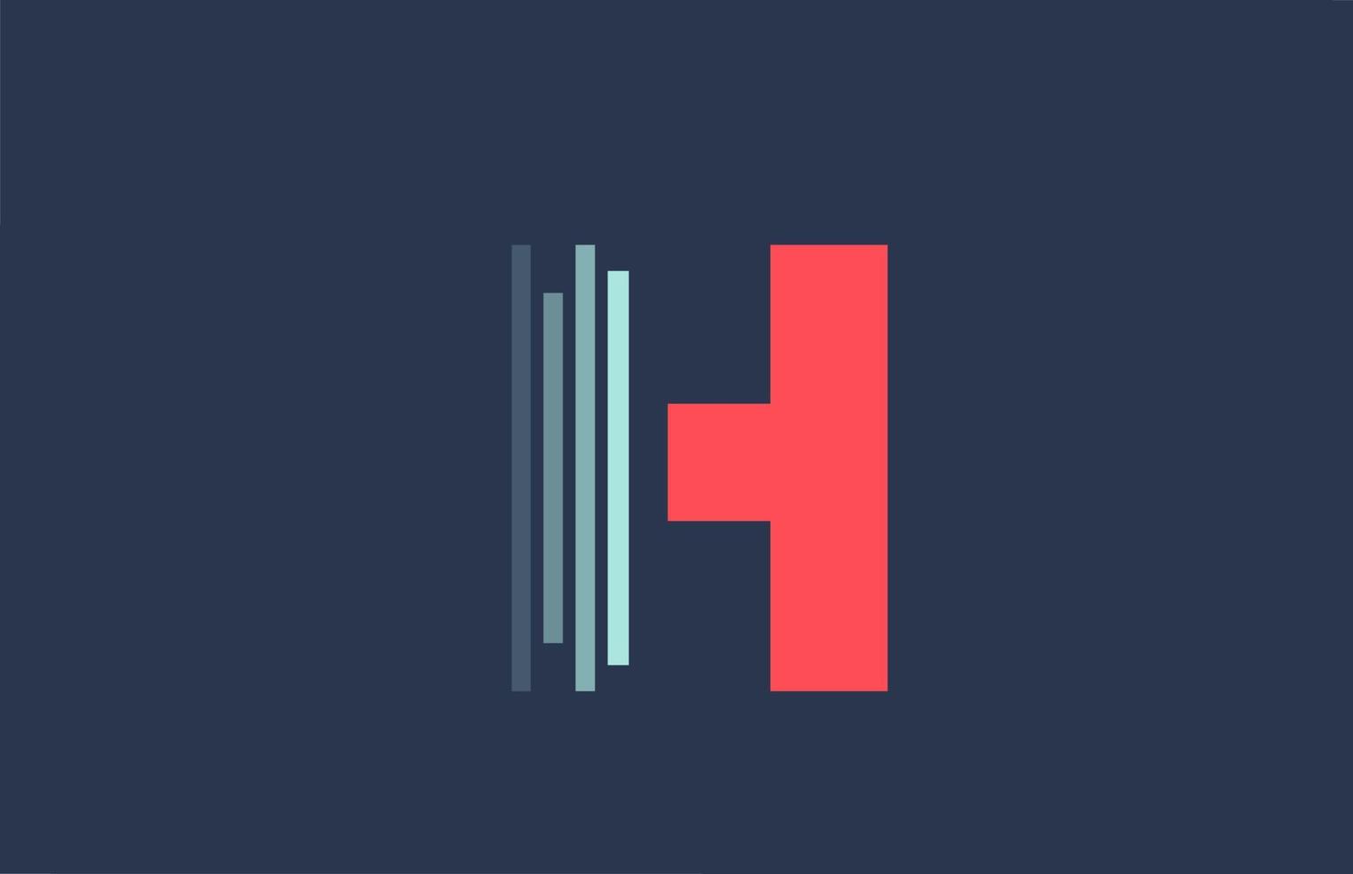 h röd blå alfabetet brev logotypen ikon för företag och företag med linje design vektor