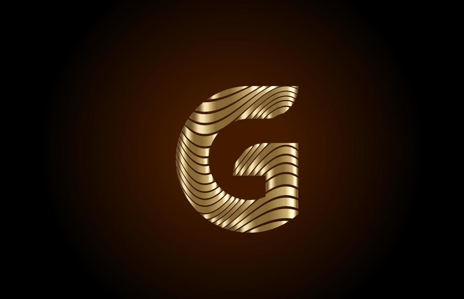 g gelbes Alphabet Buchstaben-Logo-Symbol für Unternehmen. Metallic-Gold-Liniendesign für luxuriöse Identität vektor