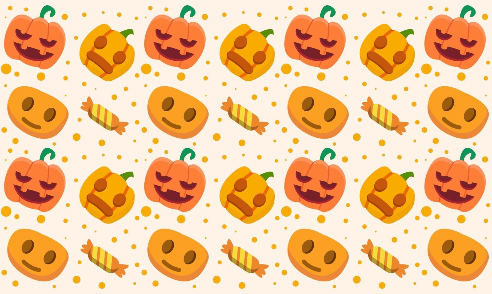 Halloween-Muster mit Kürbissen und Süßigkeiten vektor