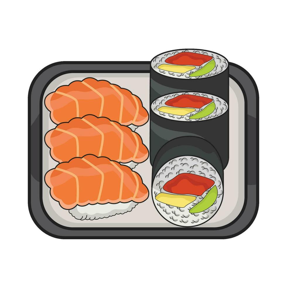 illustration av sushi tallrik vektor