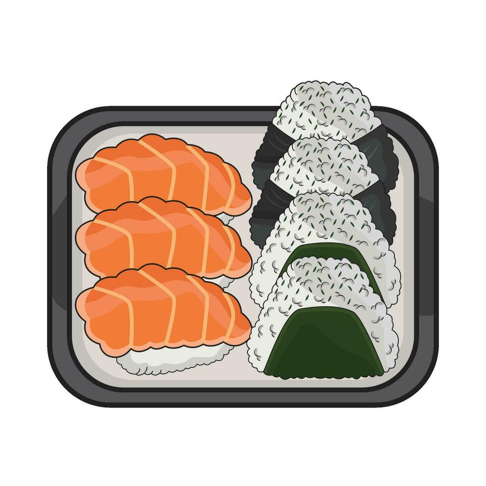 illustration av sushi tallrik vektor