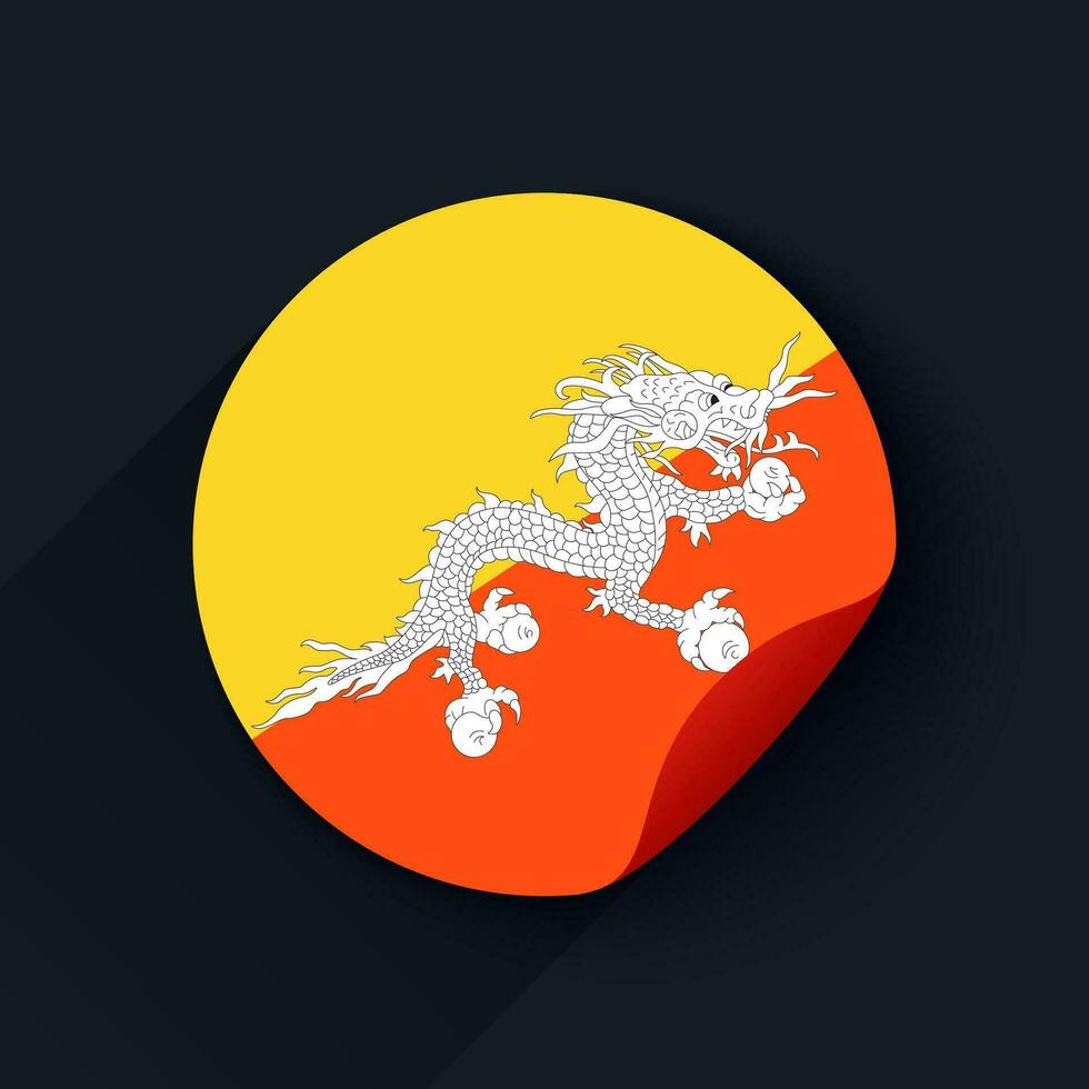 bhutan flagga klistermärke vektor illustration