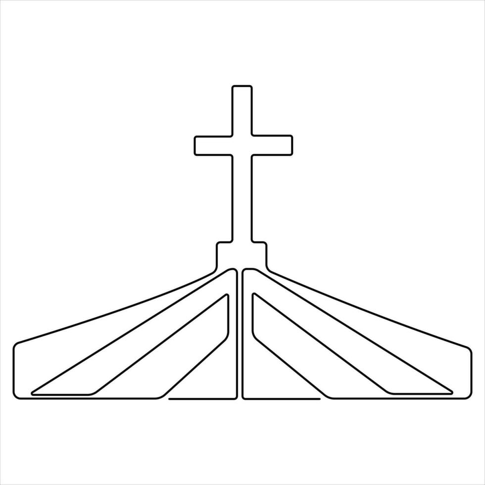 kontinuerlig enda linje konst symbol av religion vektor illustration korsa symbol av kristendomen