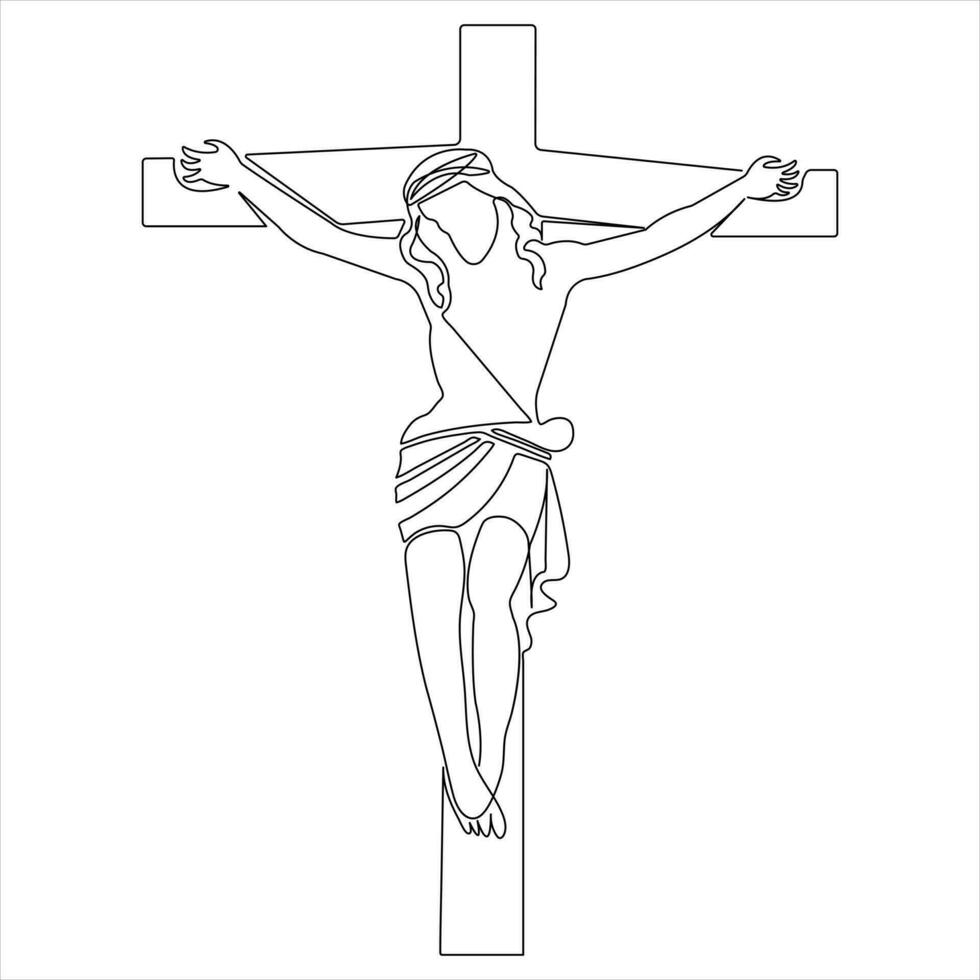 kontinuierlich Single Linie Kunst Symbol von Religion Vektor Illustration Kreuz Symbol von Christentum