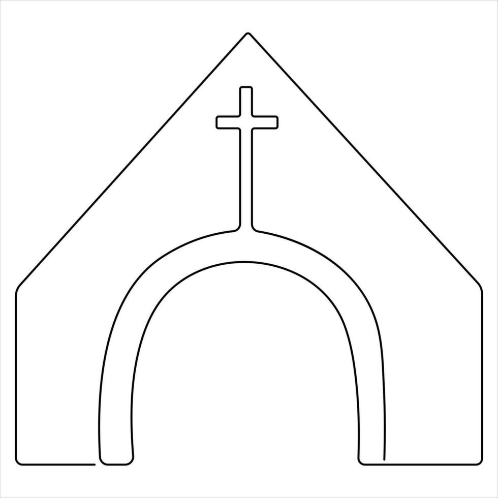 kontinuerlig enda linje konst symbol av religion vektor illustration korsa symbol av kristendomen