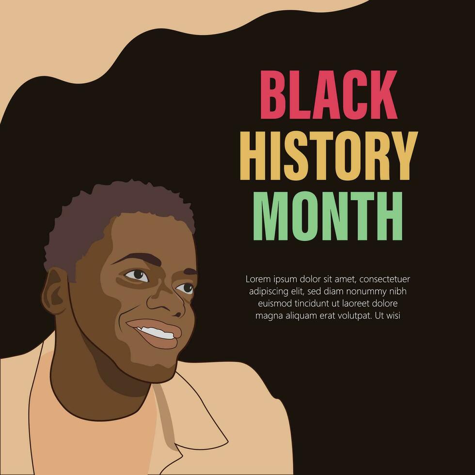 svart historia månader vibrerande silhuett av afrikansk amerikan kvinna vektor