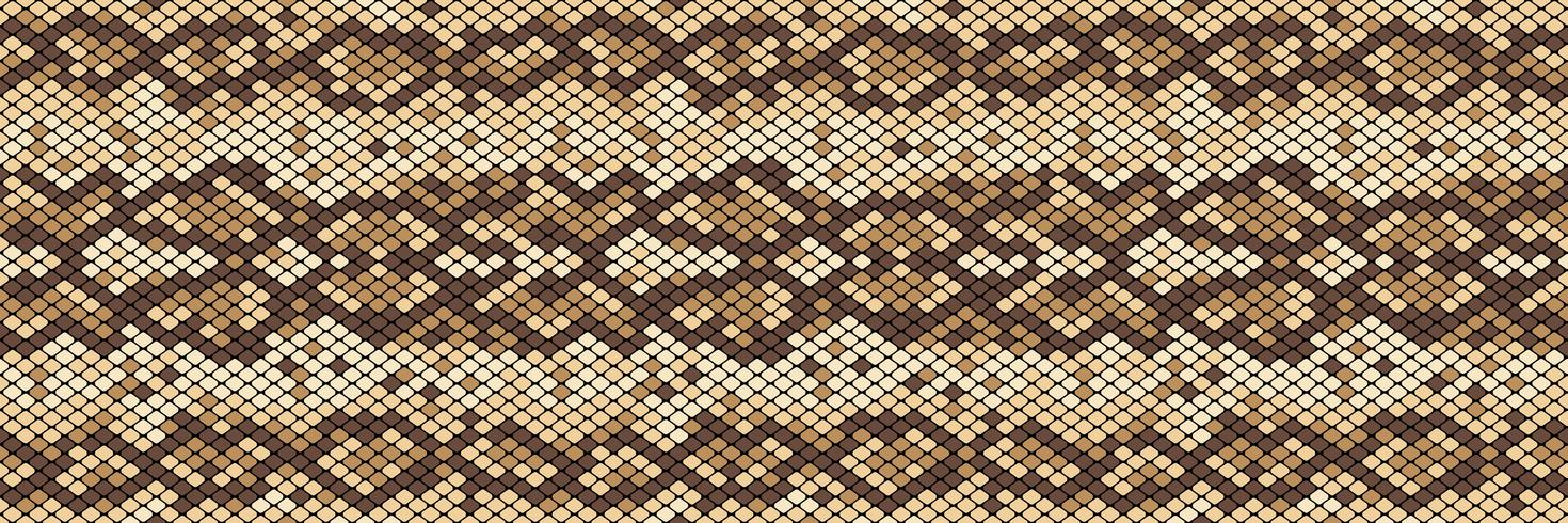 Snakeskin sömlöst mönster. Realistisk textur av orm eller annan reptilhud. Beige och bruna färger. Vektor illustration