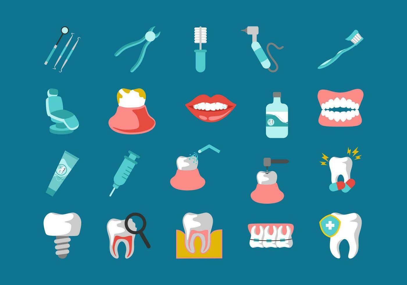 dental klinik Utrustning verktyg element vektor