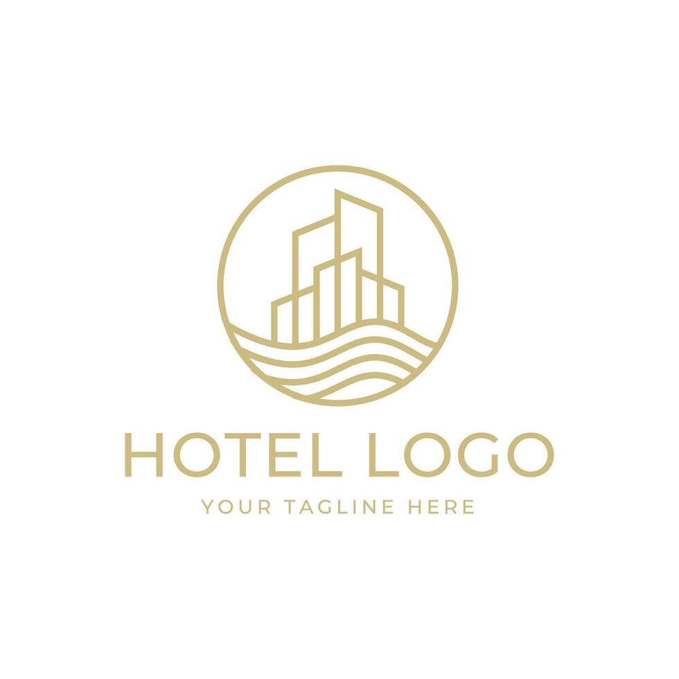 hotell logotyp. byggnad logotyp ikon vektor mall