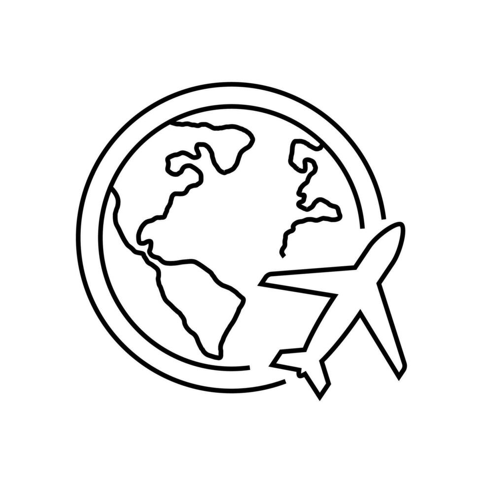 Reise um Welt Symbole Satz. International Tourismus. Planet Karte Navigation. anpassbar dünn Linie Symbole. isoliert Vektor Gliederung Illustrationen. editierbar Schlaganfall