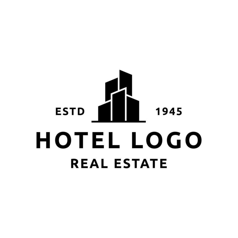 hotell logotyp. byggnad logotyp ikon vektor mall