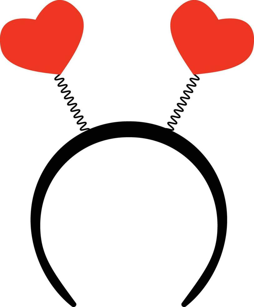 pannband med hjärta form öron ikon. valentine dag pannband med hjärta för fest tecken. fest tid hår tillbehör symbol. platt stil. vektor