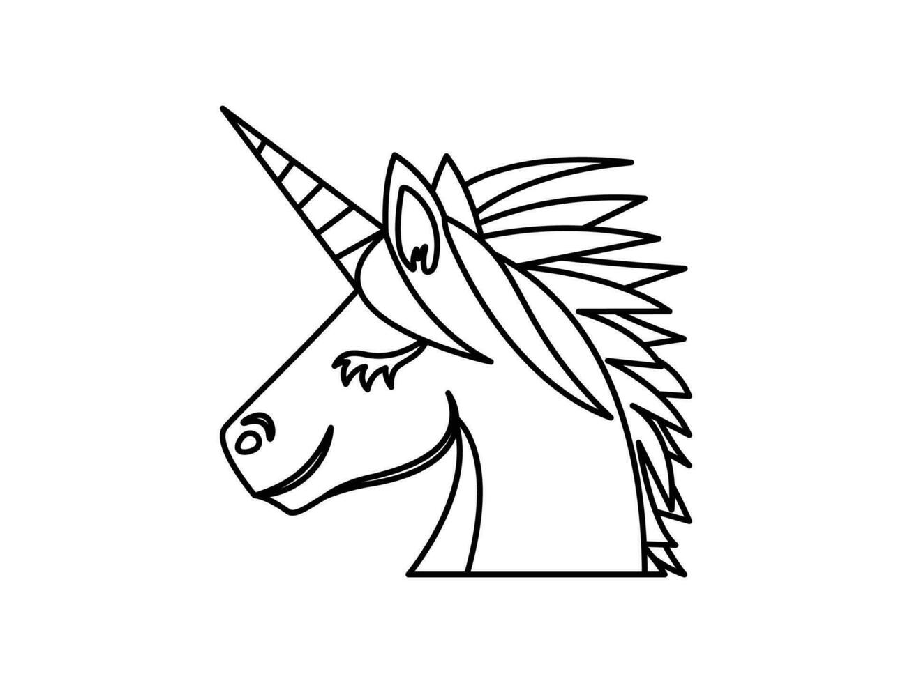 handgemalt Einhorn Färbung Buch Symbol Illustration vektor