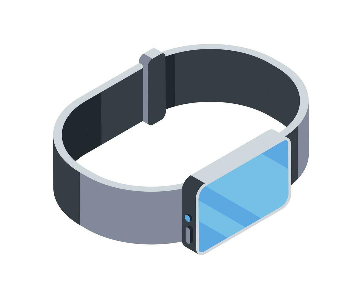 3d Symbol von Clever betrachten, elektronisch Gerät. Digital Technologie Gerät, Fitness Armband. isoliert Objekt auf Weiß Hintergrund. Vektor Illustration im isometrisch Stil