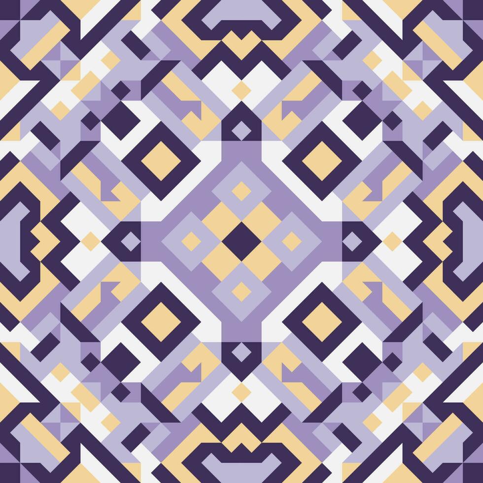 Vektor Musterdesign aus einfachen geometrischen Formen. sich wiederholendes endloses Ornament aus Quadraten, Rauten und Dreiecken. bunter abstrakter Hintergrund, Tapete. Bild mit Kaleidoskopeffekt, Fliesen