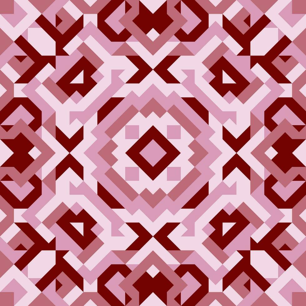 Vektor Musterdesign aus einfachen geometrischen Formen. sich wiederholendes endloses Ornament aus Quadraten, Rauten und Dreiecken. bunter abstrakter Hintergrund, Tapete. Bild mit Kaleidoskopeffekt, Fliesen