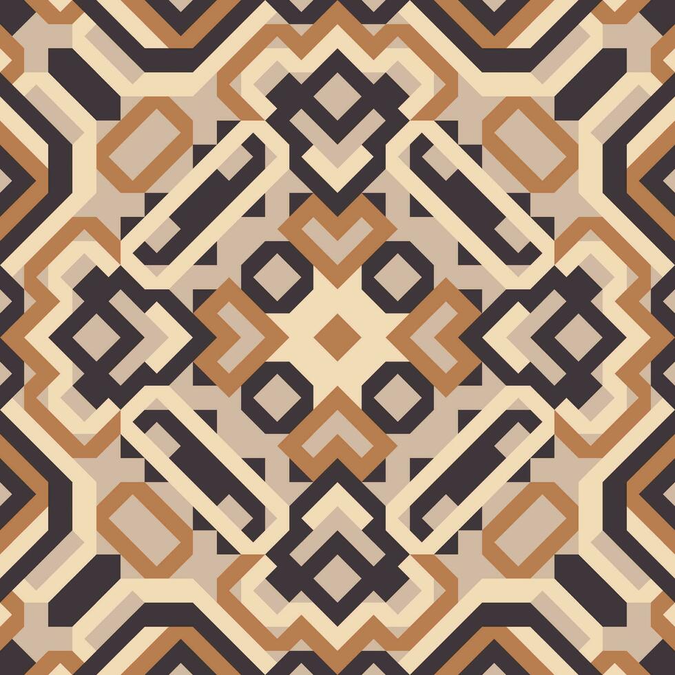 Vektor nahtlos Muster von einfach geometrisch Formen. wiederholen endlos Ornament von Quadrate, Rauten und Dreiecke. bunt abstrakt Hintergrund, Hintergrund. Bild mit Kaleidoskop Wirkung, Fliesen