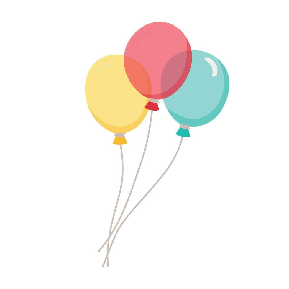 ballonger vektor illustration uppsättning i tecknad serie stil. färgrik knippa av ballonger. flygande ballong klämma konst. dekoration objekt för fest. platt vektor isolerat på vit bakgrund.