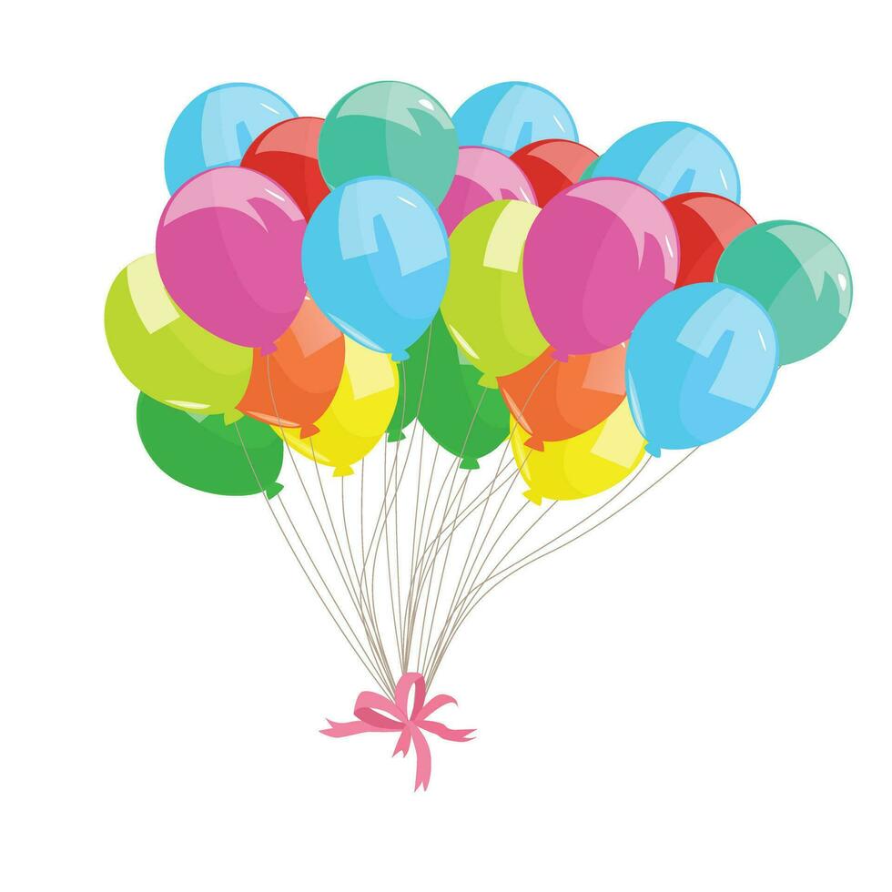 Luftballons Vektor Illustration einstellen im Karikatur Stil. bunt Bündel von Luftballons. fliegend Ballon Clip Kunst. Dekoration Artikel zum Party. eben Vektor isoliert auf Weiß Hintergrund.