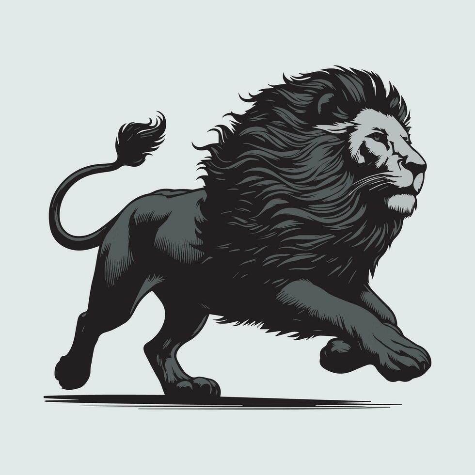 Löwe Vektor Illustration, schwarz und Weiß Ausführung, isoliert auf Weiß Hintergrund