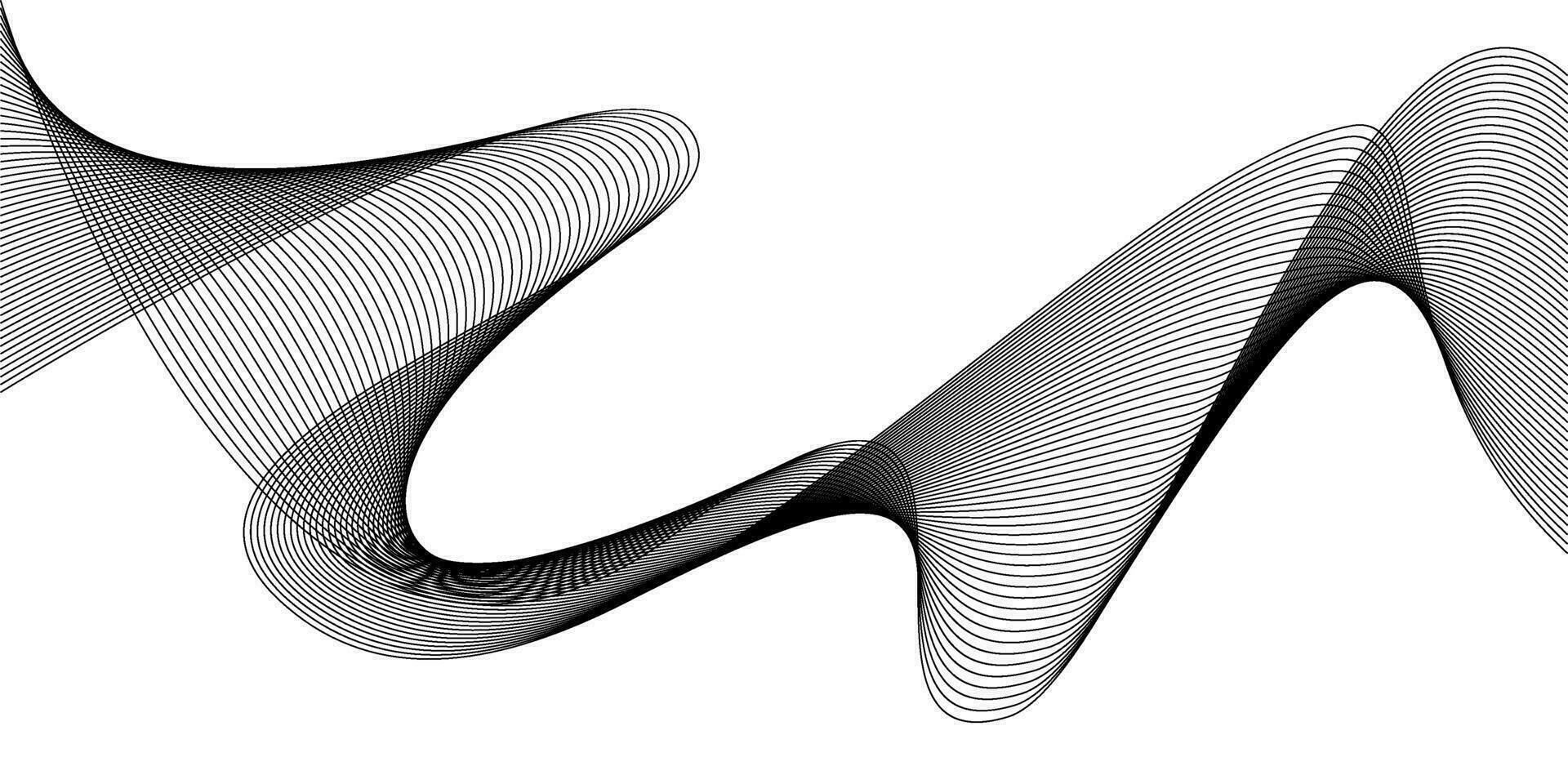 verdrehte Kurve Linien mit gemischt Auswirkungen. Technologie abstrakt Linien auf Weiß Hintergrund. Frequenz Klang Wellen vektor