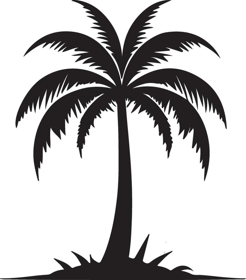 kokos träd silhuett vektor ikon illustration