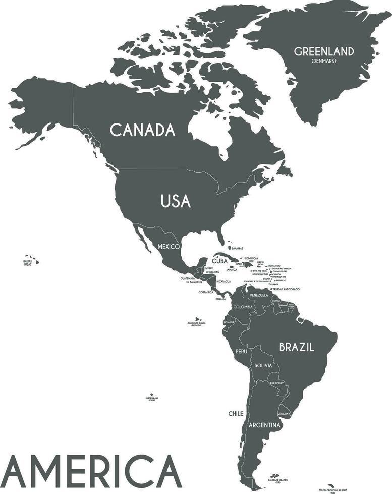 politisch Amerika Karte Vektor Illustration isoliert auf Weiß Hintergrund. editierbar und deutlich beschriftet Lagen.