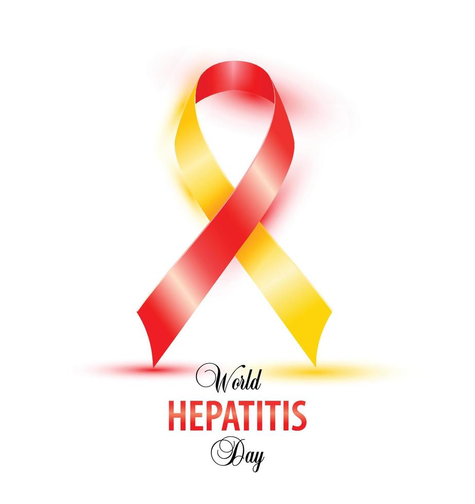 världen hepatit dag bakgrund banner design med rött och gult band. vektor