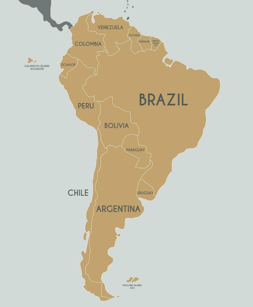 politisk söder Amerika Karta vektor illustration. redigerbar och klart märkt skikten.