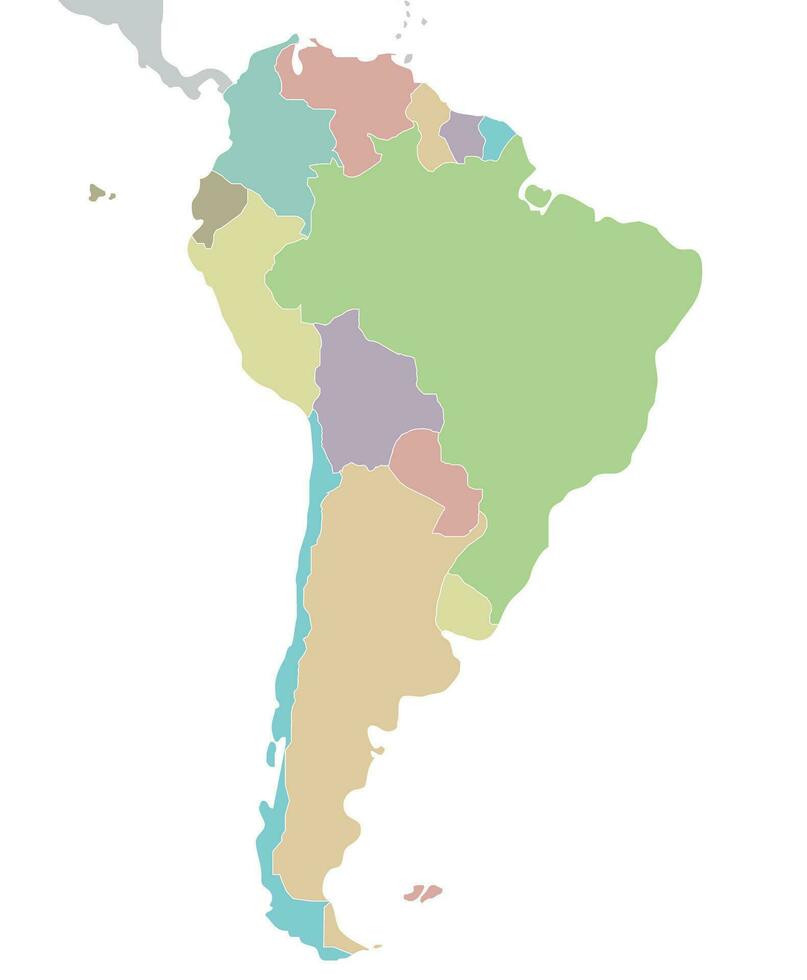 politisch leer Süd Amerika Karte Vektor Illustration isoliert auf Weiß Hintergrund. editierbar und deutlich beschriftet Lagen.