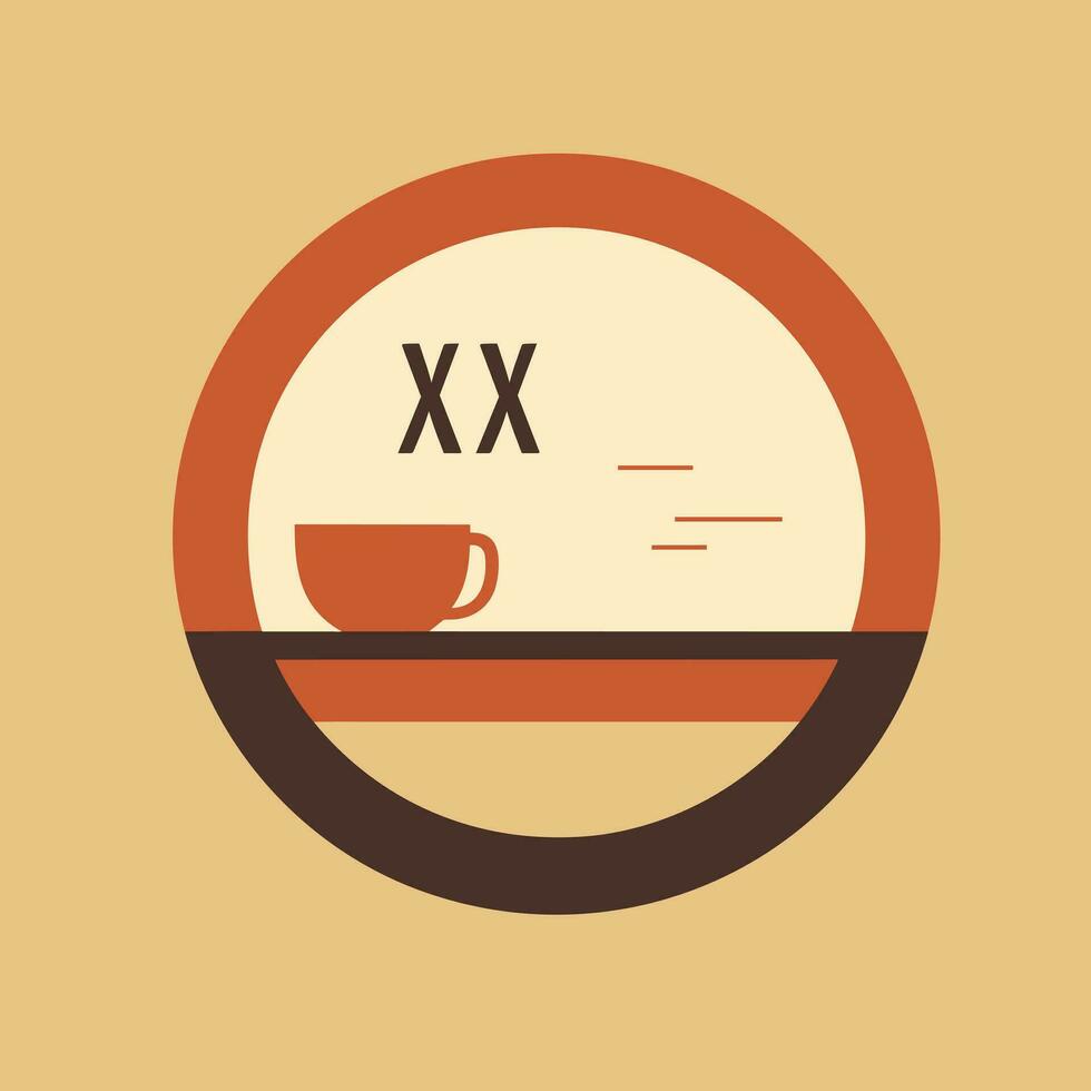 ai genererad produktion av kaffe drycker fylld färgrik första logotyp aning. kund erfarenhet. dricka varm dryck. brev inuti kaffe kopp i cirkel form. grafisk design vektor