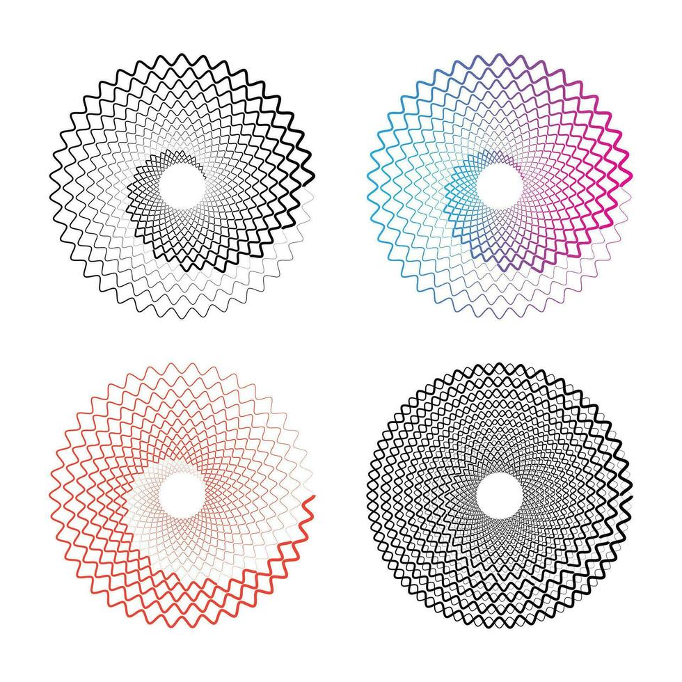 koncentrisk radiell cirklar. strålar, cirkulär spiral, virvel cirkulär rader. vektor