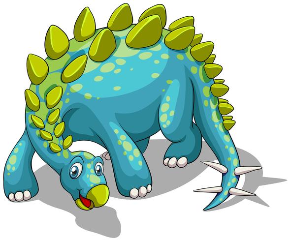 Blå dinosaur med spikar svans vektor