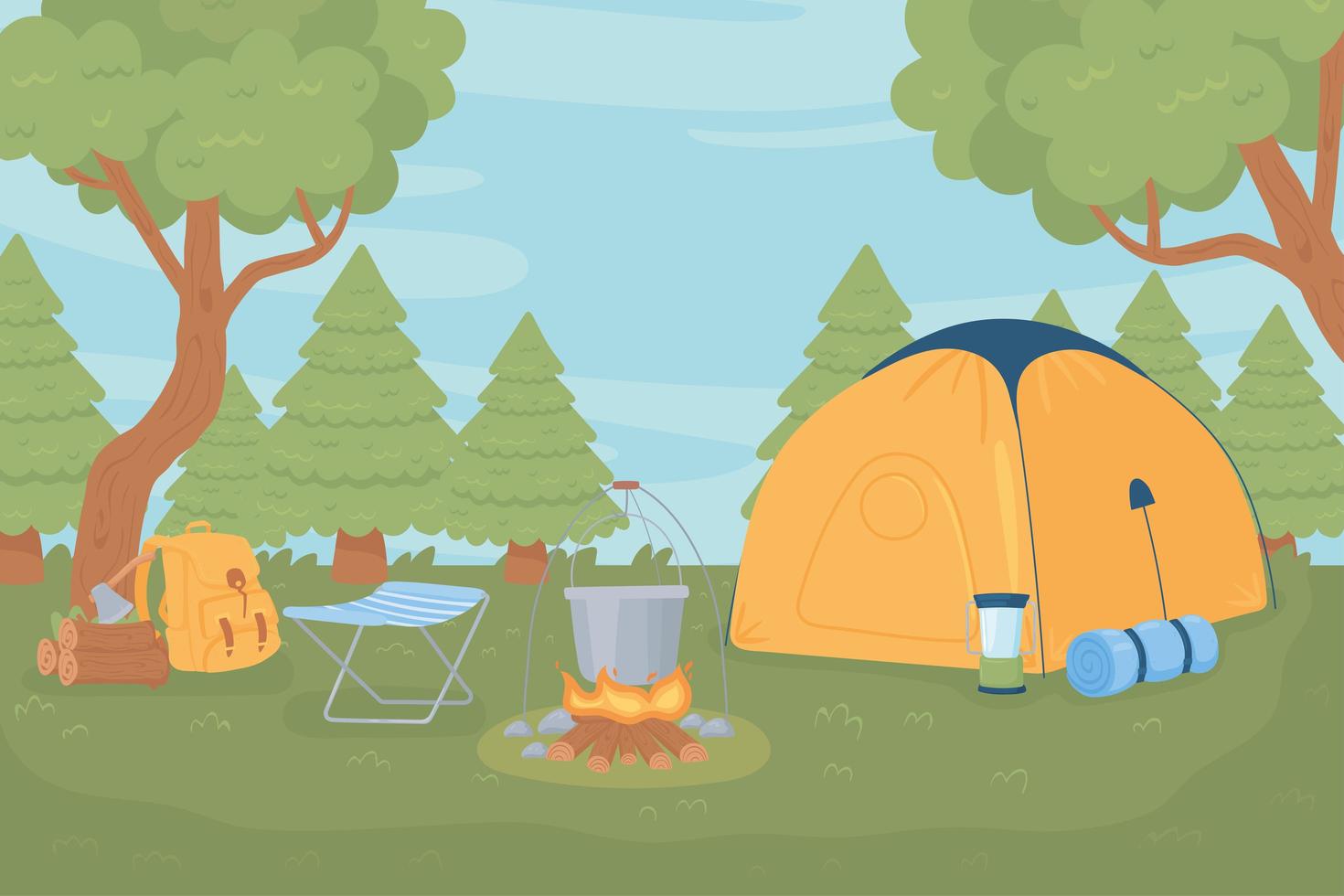 campingtältutrustning vektor