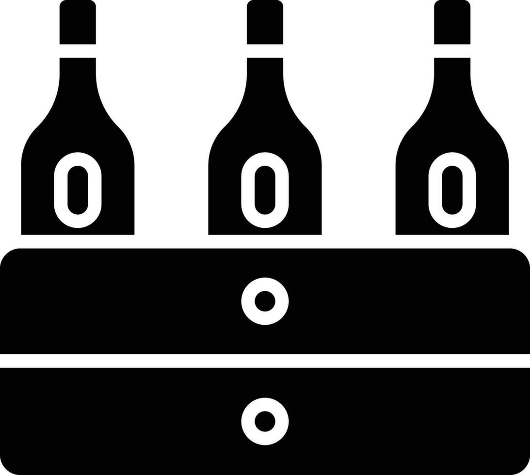 Wein Flaschen Box solide und Glyphe Vektor Illustration