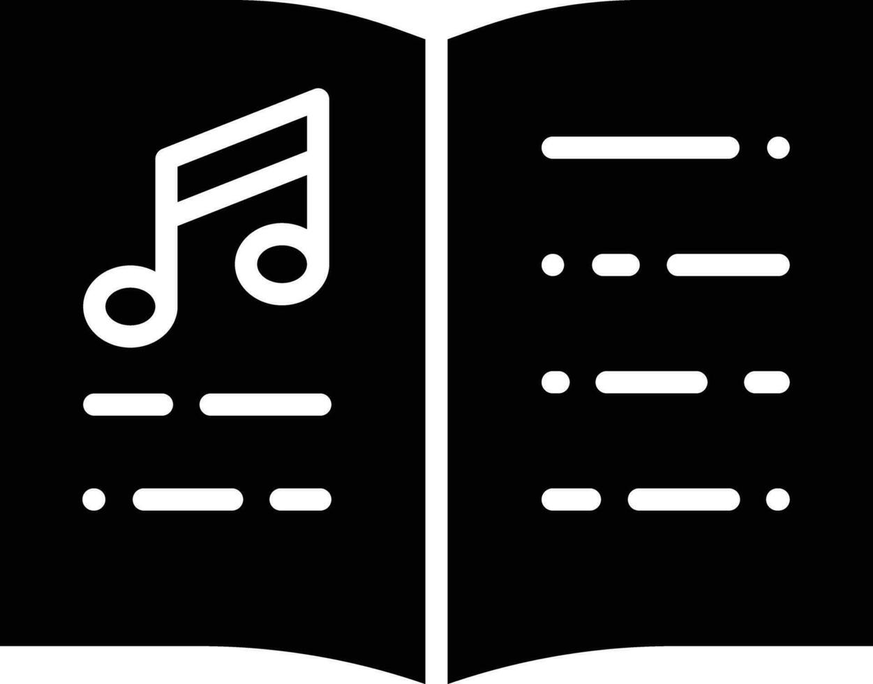Musik- Buch solide und Glyphe Vektor Illustration