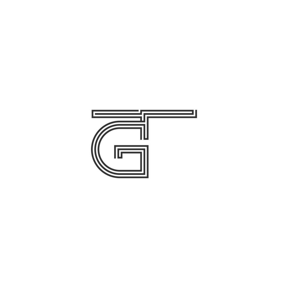 alfabetet bokstäver initialer monogram logotyp gt, tg, g och t vektor