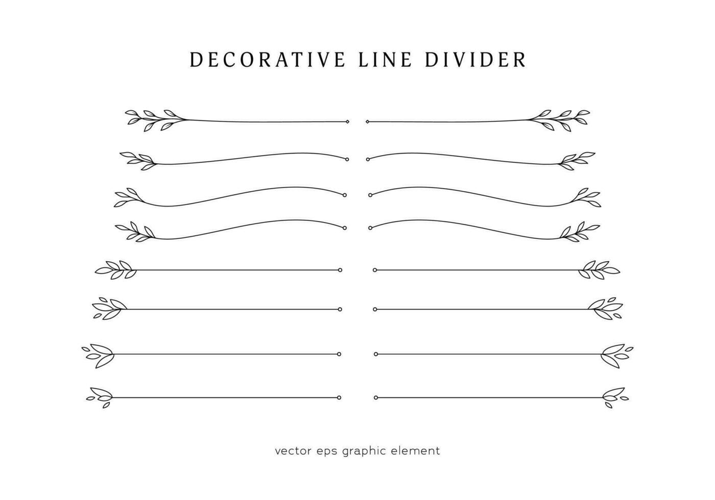 Natur Blätter Linie Teiler zum Text Layout Separator Dekoration Vektor Element einstellen