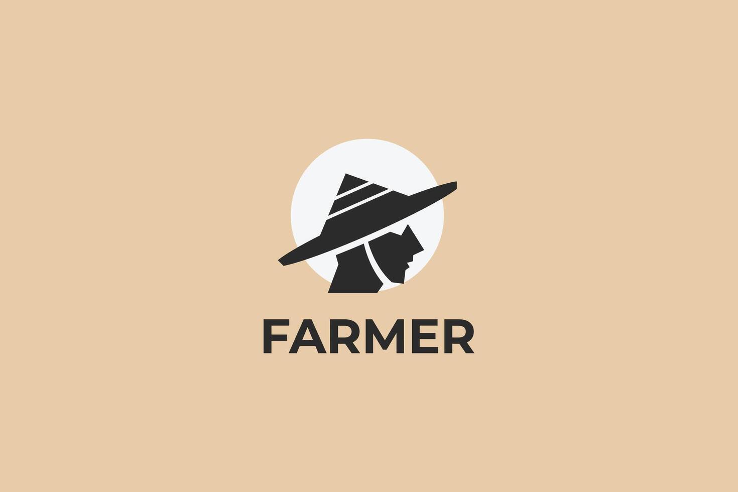 Kopf, Hut, Sonne Farmer minimal Logo vektor